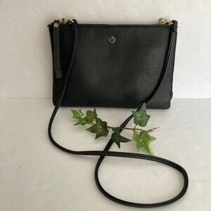 Traventi Black Pebbled Vegan Leather Crossbody Shoulder Handbag